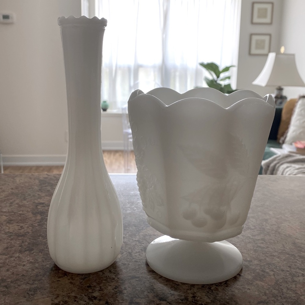 Vintage Milk Glass vases.  Napco Cleveland USA.